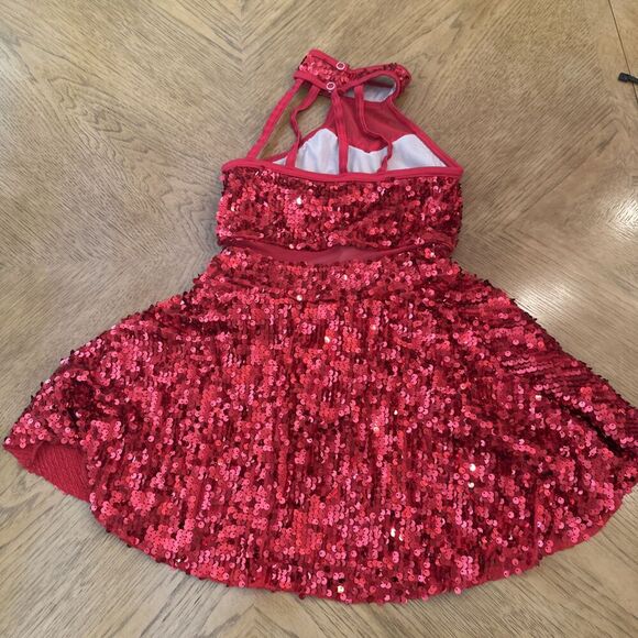 WEISSMAN Dance Costume Red sequin jewel IC Style 8809 - Picture 2 of 5
